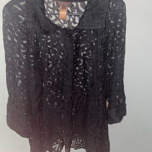 Black See-Through Spotted Blouse